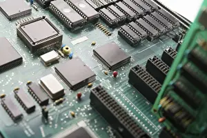 Electronic Circuit Board Prints: Electronic circuit board. Computer hardware technology