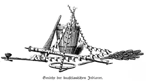 Traditional Music Instrument Prints: Emblem, Indian, drum, ring, shells