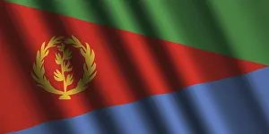 Prints of The Eritrea flag flying in the wind Eritrea Prints: The Eritrea Flag Flying in the Wind Print