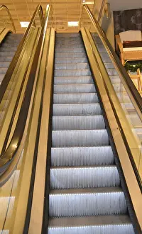 Abandoned Train Station Building Prints: Escalator