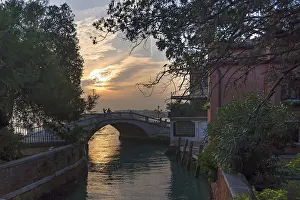 Venice Unesco World Heritage Prints: Evening atmosphere with bridge