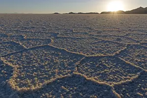 Prints of Evening atmosphere with salt structure, Salar de Uyuni, Altiplano, 3670 m above sea level, Bolivia Lake Prints: Evening atmosphere with salt structure Print, Salar de Uyuni, Bolivia