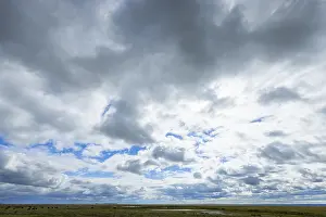Nature Reserve Austria Prints: Extensive cloud formations move across the blue sky