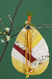 Easter Egg Decoration Prints: Fabric Easter Egg, Cherry Branch, Easter Motif