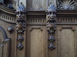 Europe Exterior Views Prints: Faces, artistic carving on a facade