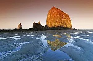 North America Nature Reserves Prints: Famous Haystack Rock, monolith