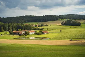 Upper Palatinate Landscape Prints: Several farms and a pond, surrounded by fields