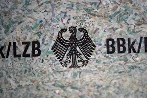 German Federal Republic Image Prints: Federal eagle, shredded D-Mark notes, Germany