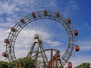 Vienna Ferris Wheel Prints: Ferris wheel and roller coaster