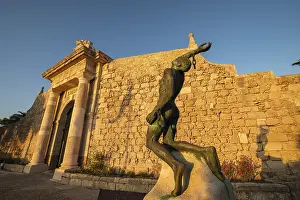 Prints of Fidelius, bronze sculpture dedicated to pasteur, Koch, Finlay and ferran, work of Manuel Ramos Gonzalez, Isla del Lazareto, Illa del Llatzeret, interior of the port of Mahon, Menorca Sculpture Prints: Fidelius Bronze Sculpture Print, Menorca, Spain