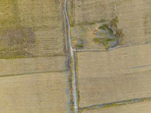 Agricultural Aerial Photography Prints: Field path between harvested fields
