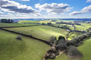 Aerial Landscape Photo UK Prints: Fields and Farmlands in spring from a drone