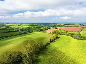 British Agricultural Landscape Prints: Fields and Farms from a drone, Devon