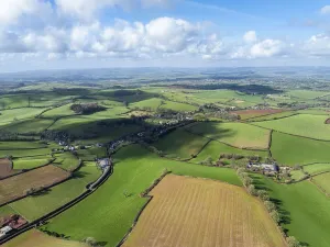 Aerial Landscape Photo UK Prints: Fields and Farms from a drone, Devon