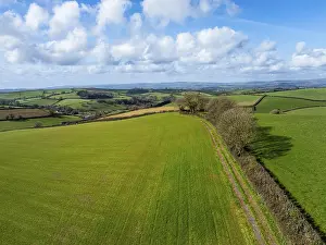 Fields And Farms Aerial View Prints: Fields and Farms from a drone, Devon