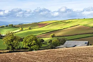 Aerial Landscape Photo UK Prints: Fields and Farms from a drone, Devon