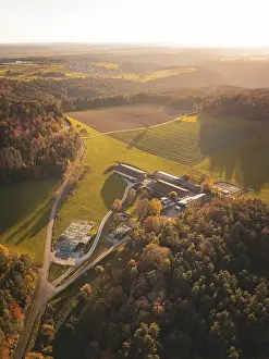 Southern Germany Autumnal Scene Prints: Fields and forests in sunset light during autumn