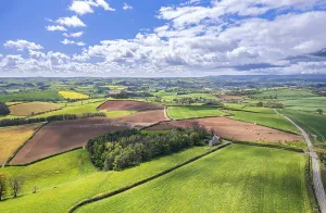 Devon Countryside Scenery Prints: Fields and Meadows over Berry Pomeroy