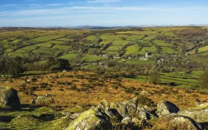 Devon England Landscape Prints: Fields and meadows in Haytor Rocks