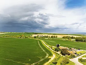 Drone Photography UK Prints: Fields and Windmill from a drone