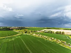 Drone Photography Kent Prints: Fields and Windmill from a drone