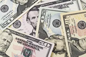 American Currency Prints: US ten and fifty dollar bills, studio composition