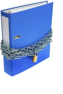 Data Protection Austria Prints: A file folder locked with a chain and padlock