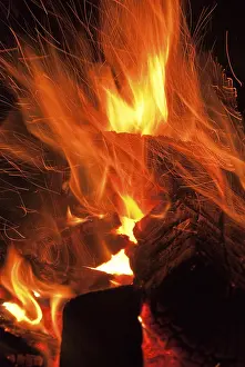 Deserted Bonfire Scene Prints: Fire