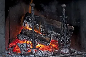 Red Hot Flames Prints: Fire in a fireplace