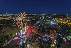 Munich Fireworks Prints: Fireworks over Munich from a high position