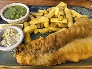 European Seafood Dish Prints: Fish and chips, fried fish in batter