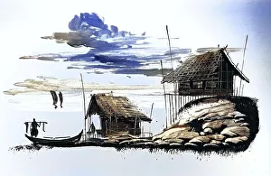 Fisherman With Catch Prints: Fisherman returning with his catch