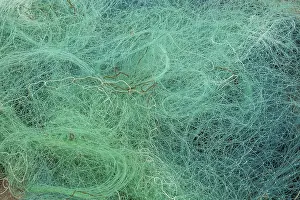 Deserted Underwater Scene Prints: Fishing nets, also as texture, background