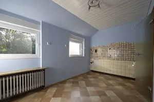 Central Europe Construction Prints: Fitted kitchen in an old building