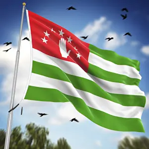 Western Asia Images Prints: Flag of Abkhazia, This is a computer generated and 3d rendered image