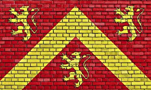 British Patriotism Prints: Flag of Anglesey painted on brick wall