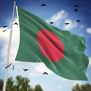 South Asia Flags Prints: Flag of Bangladesh, This is a computer generated and 3d rendered image