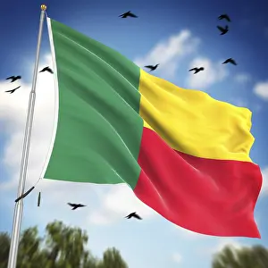 Related Prints: Computer Generated 3D Rendered Print of the Flag of Benin