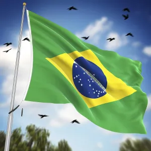 Latin America Flags Prints: Flag of Brazil, This is a computer generated and 3d rendered image
