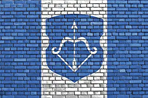 Eastern European Flags Prints: Flag of Brest painted on brick wall