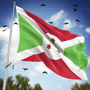 Prints of Flag of Burundi, This is a computer generated and 3d rendered image Burundi Prints: 3D Rendered Print of the Flag of Burundi
