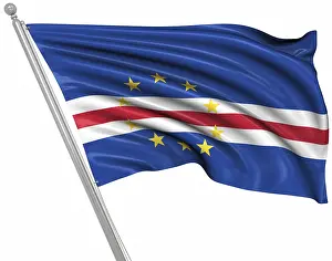 Prints of Flag of Cape Verde, This is a computer generated and 3d rendered image Cape Verde Prints: Computer Generated 3D Rendered Flag of Cape Verde Print