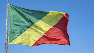 Digital Composing Image Prints: The flag of Congo flutters in the wind