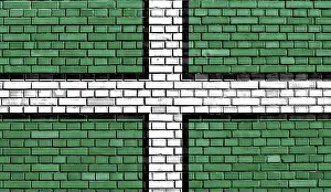European National Flags Prints: Flag of Devon painted on brick wall
