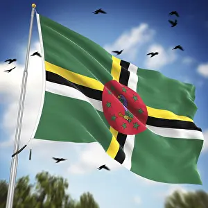 Prints of Flag of Dominica, This is a computer generated and 3d rendered image Dominica Prints: Computer Generated 3D Rendered Flag of Dominica Print