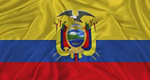 National Colors Prints: Flag of Ecuador with cloth texture