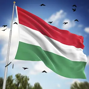 European Flags Prints: Flag of Hungary, This is a computer generated and 3d rendered image