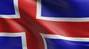 Computer Graphic Illustrations Prints: Flag of Iceland using as background, 3d rendering