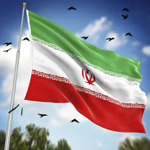 Western Asia Flags Prints: Flag of Iran, This is a computer generated and 3d rendered image