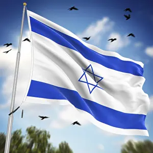 Framed Print : Computer Generated 3D Rendered Print of the Flag of Israel Framed Print : Computer Generated 3D Rendered Print of the Flag of Israel